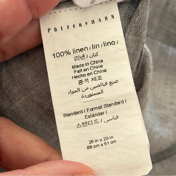 Pottery Barn Two Gray 100% Linen Pillow Shams 26in x 20in - Picture 6 of 10